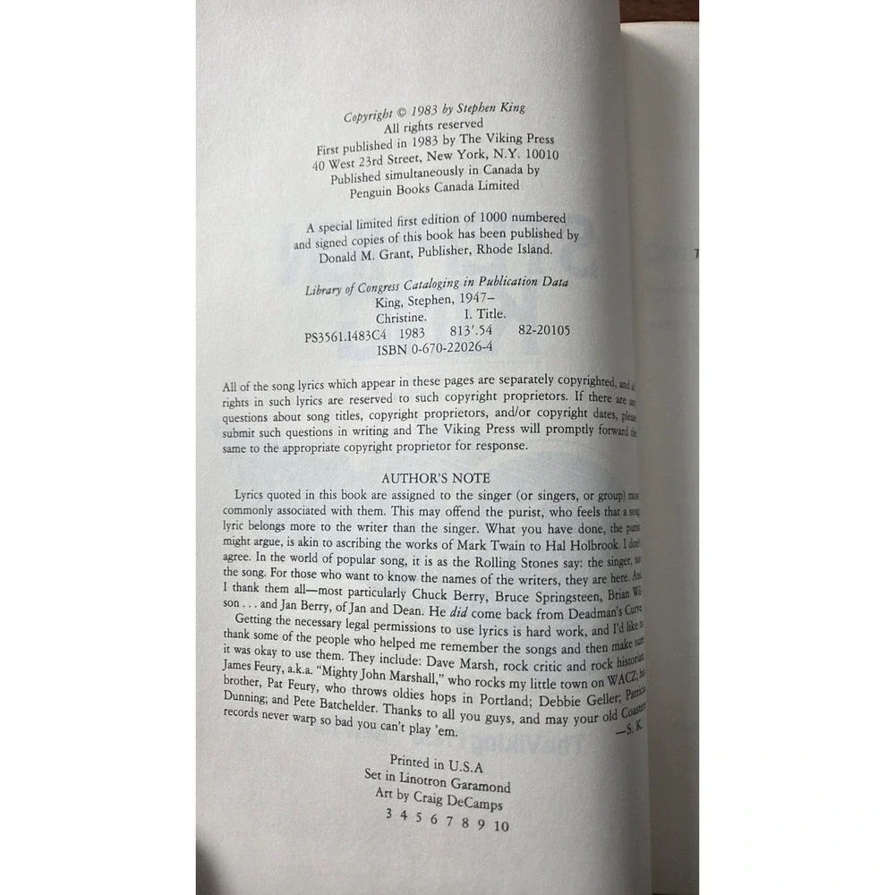 CHRISTINE‎ by Stephen King (1983, Hardcover) 1st Edition